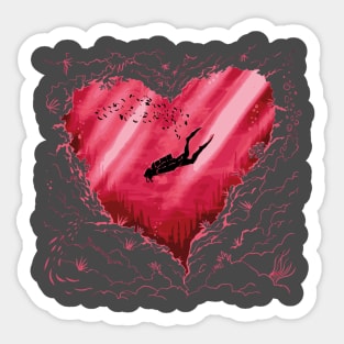 Diver in love with deep Sticker